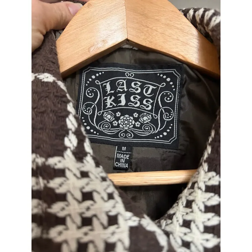 Last Kiss- Brown and Cream Plaid Coat- Medium - Picture 4 of 4